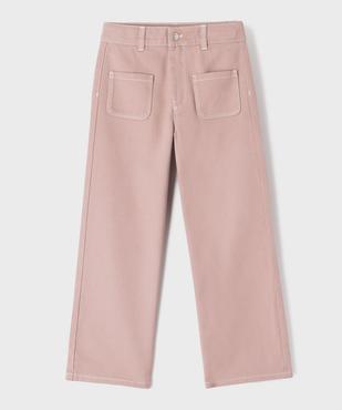 Pantalon straight en twill de coton à poches plaquées fille vue2 - GEMO 4G FILLE - GEMO