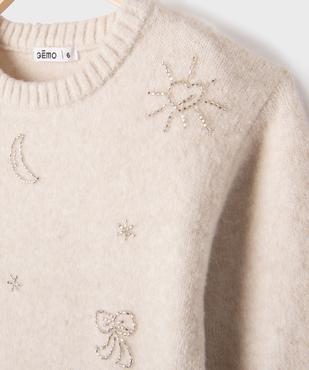 Pull brodé de perles en maille douce et chaude fille vue3 - GEMO (ENFANT) - GEMO