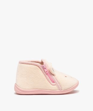 Chaussons bébé fille bottillons zippés avec oreilles en relief vue1 - GEMO 4G BEBE - GEMO