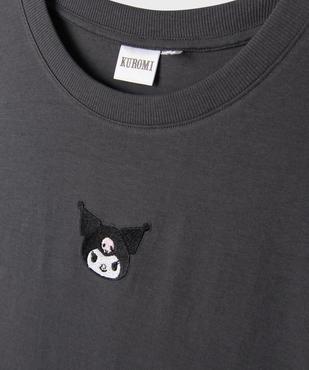 Tee-shirt manches courtes en jersey de coton imprimé devant et dos fille - Kuromi vue4 - KUROMI - GEMO