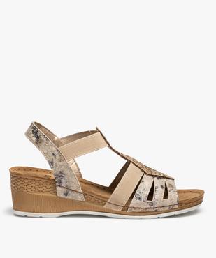 Sandales femme confort compensées à brides élastiques vue1 - GEMO (CONFORT) - GEMO