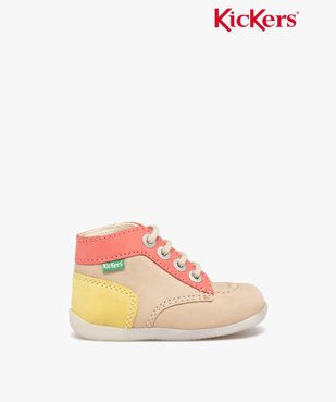 Chaussures premiers pas bébé fille en cuir multicolores - Kickers vue1 - KICKERS - GEMO