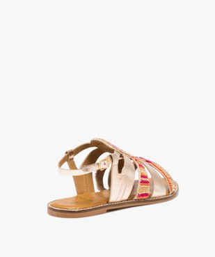 Sandales femme à talon plat intérieur cuir et dessus perlé vue4 - GEMO (CASUAL) - GEMO