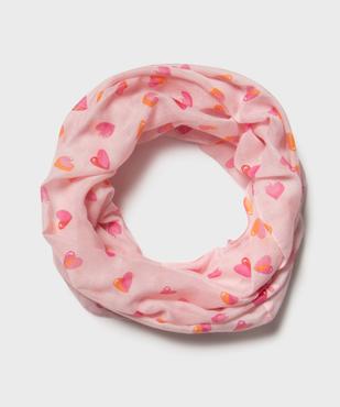 Foulard tour de cou à motifs coeurs fille vue1 - GEMO 4G FILLE - GEMO