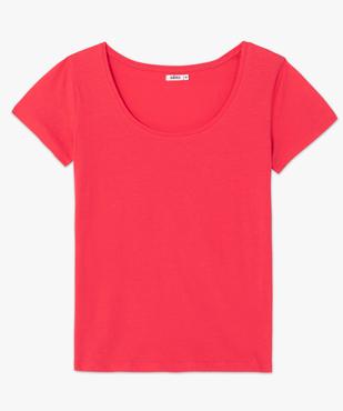Tee-shirt femme à manches courtes avec grand col rond vue4 - GEMO(FEMME PAP) - GEMO