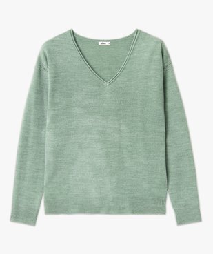 Pull femme en maille fine avec large col V vue4 - GEMO(FEMME PAP) - GEMO