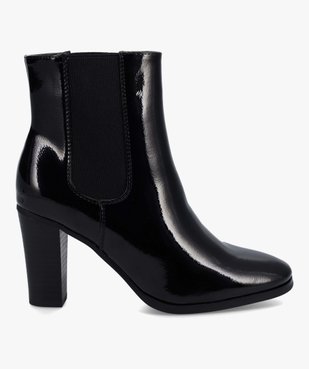 Boots femme style Chelsea à talon haut dessus verni vue1 - GEMO(URBAIN) - GEMO