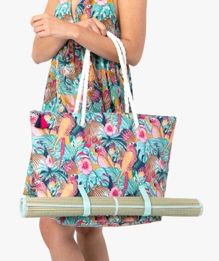 Sac de plage femme motif perroquets avec natte intégrée vue5 - GEMO (ACCESS) - GEMO