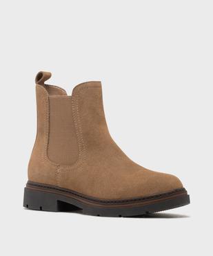 Boots Chelsea en suédine avec semelle crantée femme - LuluCastagnette vue2 - LULUCASTAGNETTE - GEMO