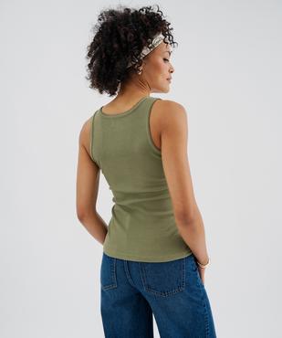 Débardeur en coton côtelé avec finitions festonnées femme vue4 - GEMO 4G FEMME - GEMO