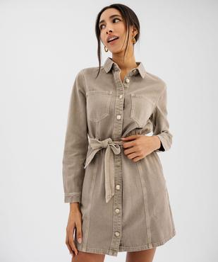 Robe chemise en jean à manches longues femme - LuluCastagnette vue2 - LULUCASTAGNETTE - GEMO