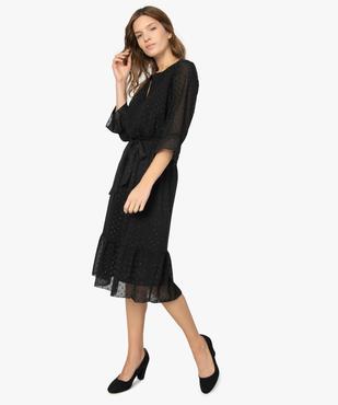 Robe femme effet plumetis pailletés avec manches dentelle vue5 - GEMO(FEMME PAP) - GEMO