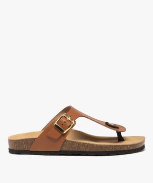 Mules femme en cuir uni à entre-doigts et à boucle vue2 - GEMO (CASUAL) - GEMO