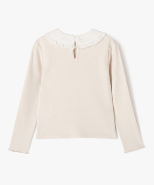 Pull en maille côtelée avec col Claudine brodé fille vue3 - GEMO (ENFANT) - GEMO