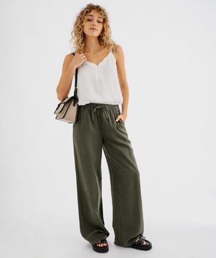 Pantalon large en maille fluide avec ceinture élastique femme vue4 - GEMO 4G FEMME - GEMO