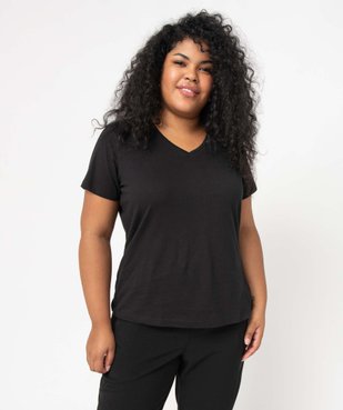 Tee-shirt manches courte à col V femme grande taille vue5 - GEMO (G TAILLE) - GEMO