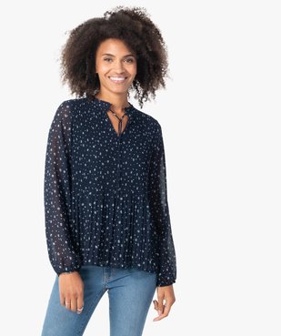 Blouse femme à manches longues avec buste plissé vue1 - GEMO(FEMME PAP) - GEMO