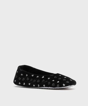 Chaussons ballerines en velours motifs coeurs femme vue2 - GEMO(HOMWR FEM) - GEMO