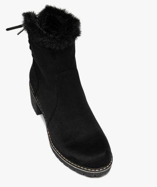 Boots femme fourrées à talon dessus en suédine avec zip intérieur vue5 - GEMO(URBAIN) - GEMO
