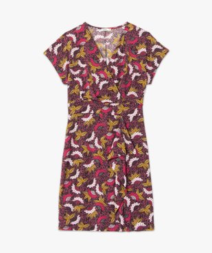 Robe femme imprimée à manches courtes effet drapé vue4 - GEMO(FEMME PAP) - GEMO