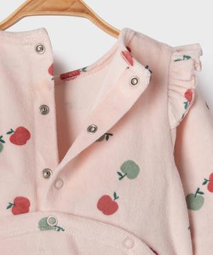 Pyjama en velours à motifs pommes et volants aux épaules bébé vue3 - GEMO 4G BEBE - GEMO