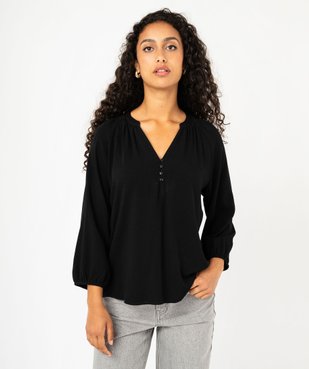 Blouse en viscose fluide unie à manches 3/4 femme vue2 - GEMO(FEMME PAP) - GEMO