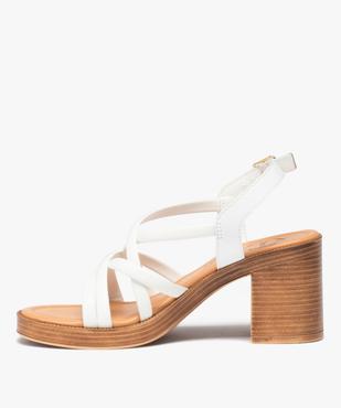 Sandales femme unies à talon carré et à fines brides croisées - Taneo vue3 - TANEO - GEMO