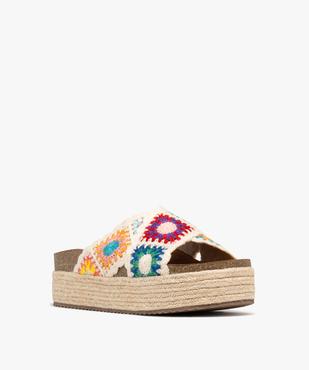 Mules à semelle plateforme en corde et larges brides en crochet femme vue2 - 5 MILES - GEMO