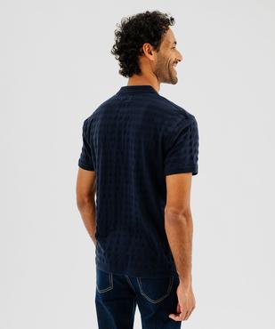 Polo manches courtes en maille fantaisie effet rayé homme vue3 - GEMO 4G HOMME - GEMO