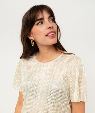 Blouse à manches courtes en maille gaufrée scintillante femme vue2 - GEMO(FEMME PAP) - GEMO
