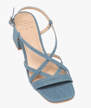 Sandales à brides en toile avec talon flare femme  vue5 - FOLLOW ME - GEMO