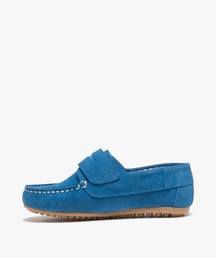 Mocassins garçon à scratch dessus cuir retourné uni vue3 - GEMO (ENFANT) - GEMO