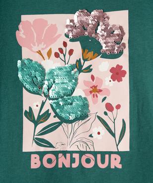 Tee-shirt fille à manches longues avec sequins réversibles vue2 - GEMO 4G FILLE - GEMO