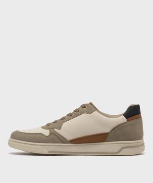 Baskets basses de ville à lacets à tige grainée homme - Urban Steps vue3 - URBAN STEPS - GEMO