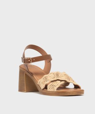 Sandales à talon haut et brides croisées en raphia femme vue2 - FOLLOW ME - GEMO