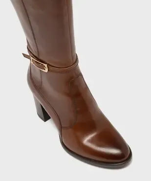 Bottes à talon en cuir look cavalières femme - Tanéo vue5 - TANEO - GEMO