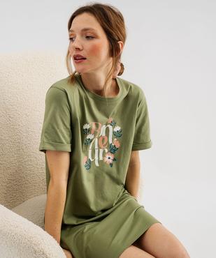 Chemise de nuit à manches courtes avec inscription femme vue1 - GEMO 4G FEMME - GEMO