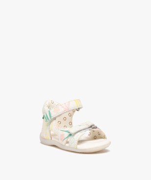 Sandales bébé fille en cuir imprimé coloré avec brides à scratch - Kickers vue2 - KICKERS - GEMO