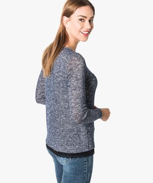 Pull pailleté col V finition dentelle vue3 - GEMO(FEMME PAP) - GEMO