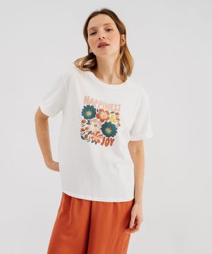 Haut de pyjama à manches courtes à motifs fleuris femme vue1 - GEMO 4G FEMME - GEMO