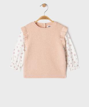 Pull 2 en 1 avec manches tee-shirt bébé fille vue1 - GEMO(BEBE DEBT) - GEMO