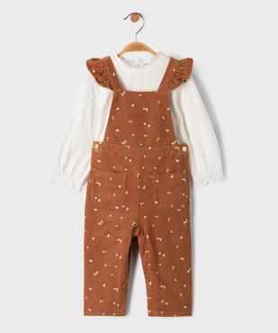 Ensemble 2 pièces salopette fleurie et tee-shirt bébé fille - LuluCastagnette vue1 - LULUCASTAGNETTE - GEMO