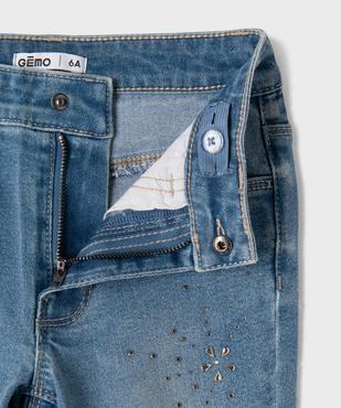 Jean flare à strass en denim stretch délavé fille vue2 - GEMO (ENFANT) - GEMO