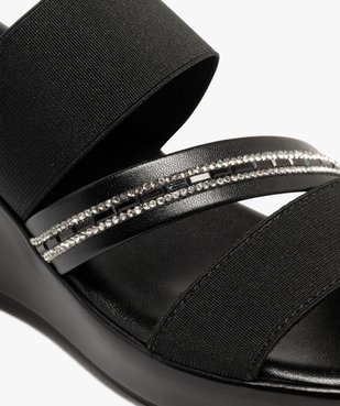 Mules femme à talon compensé avec brides élastiques et strass vue6 - GEMO(URBAIN) - GEMO