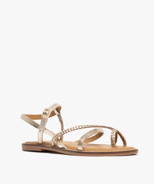 Sandales à brides en cuir avec entredoigts femme - Tanéo vue2 - TANEO GEMO FOR GOOD - GEMO