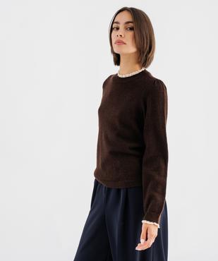 Pull col rond dentelle femme vue1 - GEMO(FEMME PAP) - GEMO