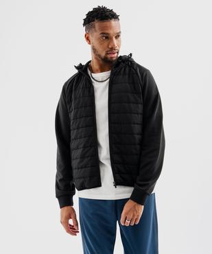 Sweat de sport à capuche zippé devant matelassé homme vue1 - GEMO (HOMME) - GEMO