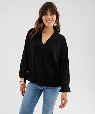 Tee-shirt à manches longues et col V en maille texturée femme vue2 - GEMO 4G FEMME - GEMO