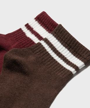Socquettes esprit sport avec liserés contrastants femme (lot de 2) vue2 - GEMO(HOMWR FEM) - GEMO