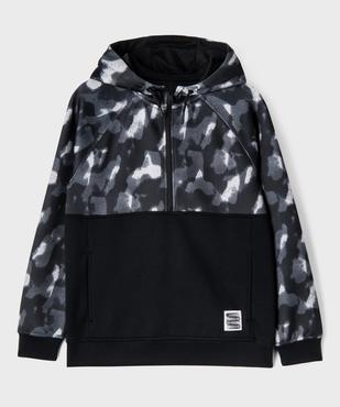 Sweat à capuche avec col zippé garçon vue1 - GEMO (JUNIOR) - GEMO